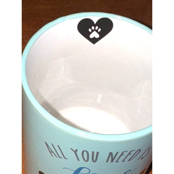 All You Need Is Love And A Dog Light Blue Ceramic Mug 12 Oz Dishwasher & Microwa - Picture 5 of 8